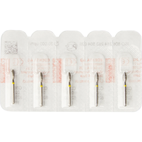 Diamant 369 5 stk. gul superfine, FG, fasong 263 knopp, 5,5 mm, ISO 025