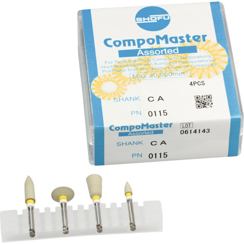 CompoMaster assortert 4 stk. lysegul, RA hvit/gul, (sylinder, minitupp, linse, kopp)