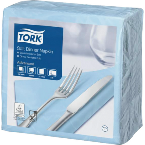 TORK Soft middagsservietter kartong 12 x 100 stk 3-lags, lyseblå