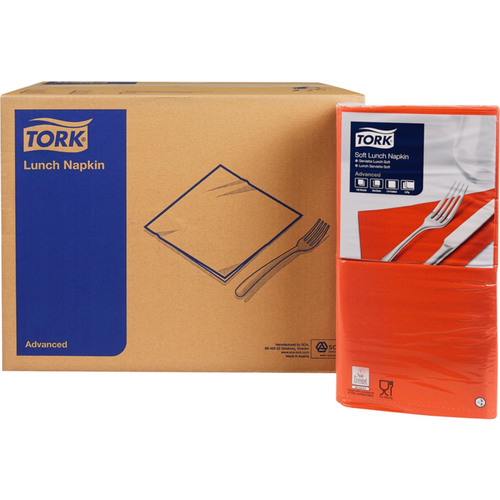 TORK Soft Lunch Napkins (1/4 fold) kartong 10 x 150 stykker rød