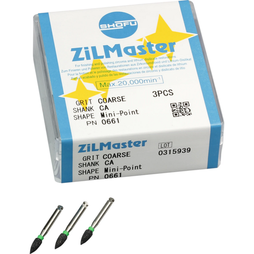 ZiLMaster 3 stk grønn grov, RA, fasong mini spiss, ISO 030