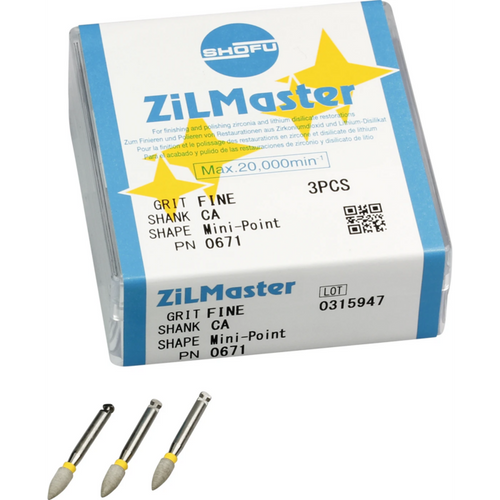 ZiLMaster 3 stykk gul fin, RA, figur mini spiss, ISO 030