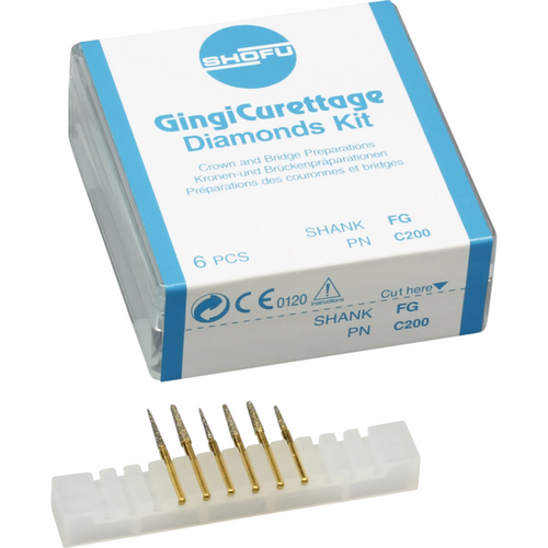 Gingi Curettage 6 (C062-1, C081-1, C083-1, C084-1, C102-1, C103-1), mørkeblå, oransje