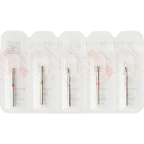 Diamant 878K 5 stk. rød fin, FG, fasong 298 konisk torpedo, 8 mm, ISO 016