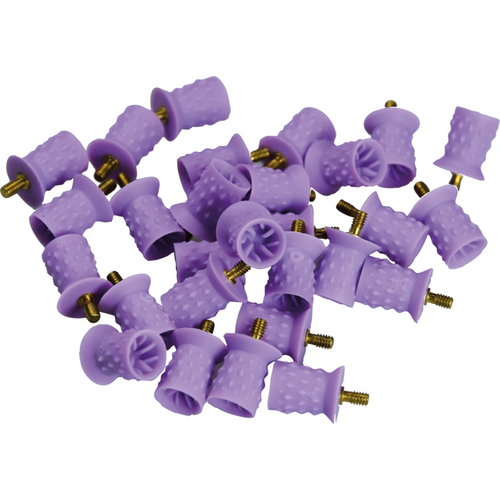 Fargede pussekopper 30 stk lilla spiral, myk gummi, skrutype