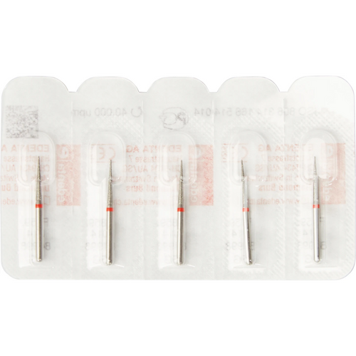 Diamant 859 5 stk. rød fin, FG, fasong 166 konisk spiss, 10 mm, ISO 014 (F859.314.014)