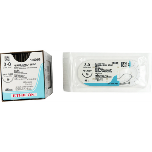 PERMA-HAND SILK 12 stk. svart, 45 cm, SH 1-plus, USP 3-0, tykkelse 2