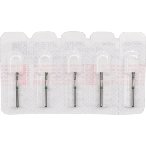 Diamant 835 5 stk. grønn grov, FG, figur 107 sylinder flat, 4 mm, ISO 014