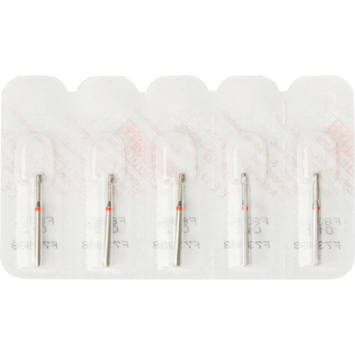 Diamant 836 5 stk. rød fin, FG, figur 110 sylinder flat, 6 mm, ISO 012