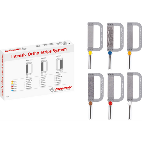 Ortho-Strips Double Sided 6 stykker, diamantbelagt på begge sider, gul ekstra fin, 15 µm
