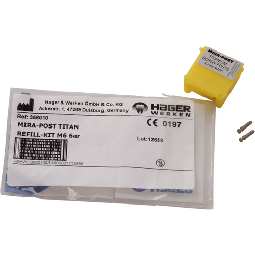 Mira-Post refillpakke med 6 titanpinner størrelse 6, M