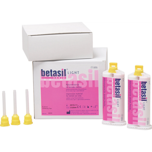 betasil VARIO LIGHT stor pakning 6 x 50 ml patron lett, 36 gule blandespisser