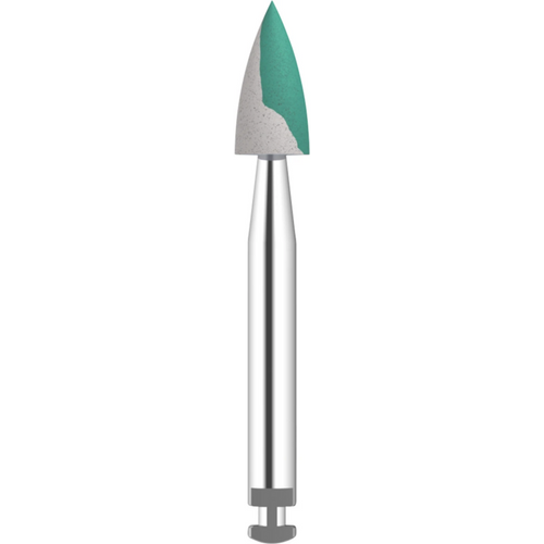 Omnipol for sintret zirkonium stk. grønn/hvit ekstra grov, flamme liten, vinkelstk.e (RA), hodets lengde: 7 mm, Ø 3,3 mm
