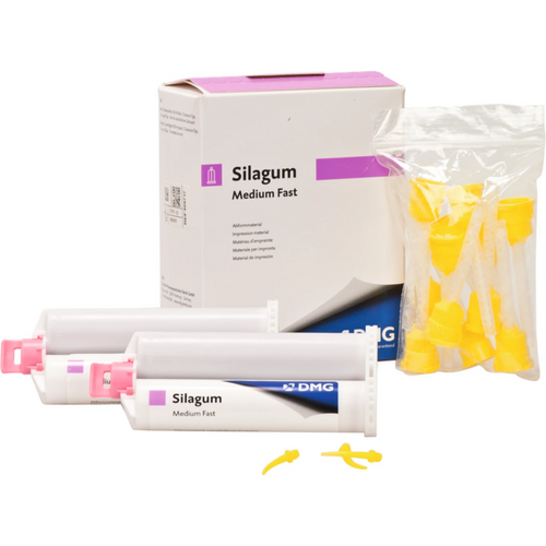 Silagum Medium 2 x 50 ml dobbelpatron Fast, 12 automix-spisser, 12 intraorale spisser