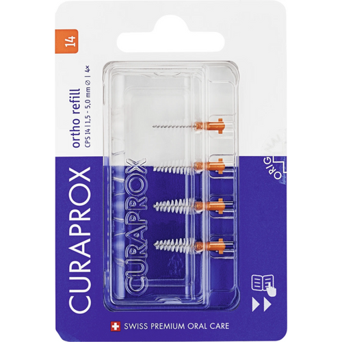 CURAPROX CPS ortho refillpakke 4 stk CPS 14, oransje, 1,5-5 mm