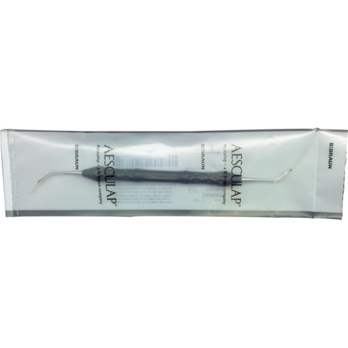 Plate curetter stk. 175 mm, vinklet, liten, PEEK-håndtak, blå