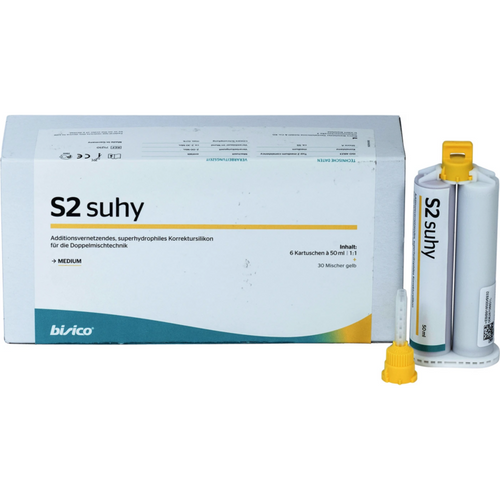 S2 suhy 6 x 50 ml dobbelpatron medium, 30 gule blandespisser