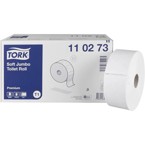 TORK Jumbo toalettpapir 6 ruller, 2-lags, 20 x 9,7 cm, mykt, preget, hvitt