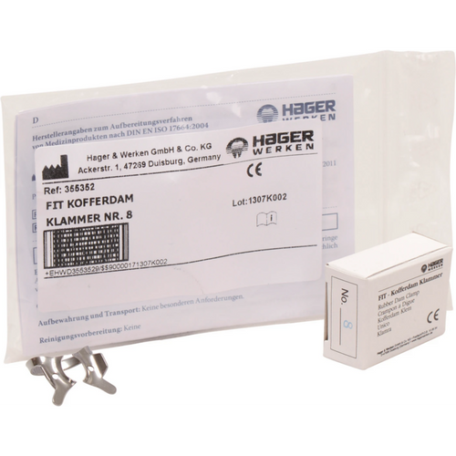 Fit-Kofferdam molarklammer med vinger, dyptgående stk. nr. 8