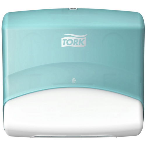TORK Performance single wipe dispenser stk. hvit/turkis, 42,7 x 20,6 cm