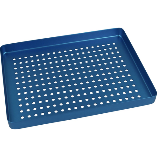 Norm tray aluminum stk. bunn perforert blå, mini, 18 x 14 cm