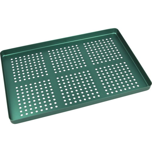 Norm tray aluminium stk. perforert bunn grønn, 18 x 28 cm