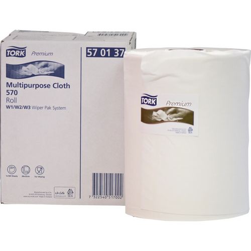 TORK Premium Cleaning Wipes 570 rull 160 stk hvit, 1-lags, 38 x 31,5 cm