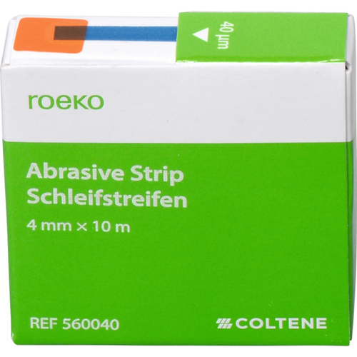 roeko pusse- og slipebånd rull med 10 m slipebånd i dispenser (polyester), 4 mm bredde, 40 µm