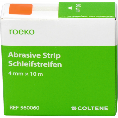 roeko pusse- og slipebånd rull med 10 m slipebånd i dispenser (polyester), 4 mm bred, 60 µm