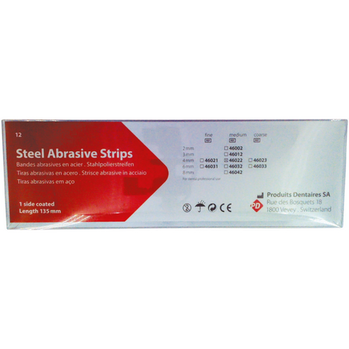 Poleringsstrips 12 stk., en-sidig, 4 mm bredde, tykkelse 0,15 mm, medium