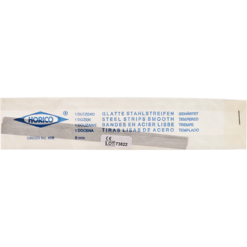 Glatte stålstrips 12 stk., 8 mm brede, tykkelse 0,05 mm