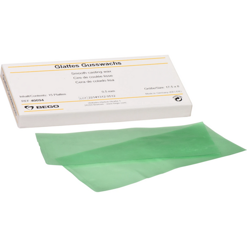 Smooth casting wax Pack of 15 pieces green, thickness 0.5 mm