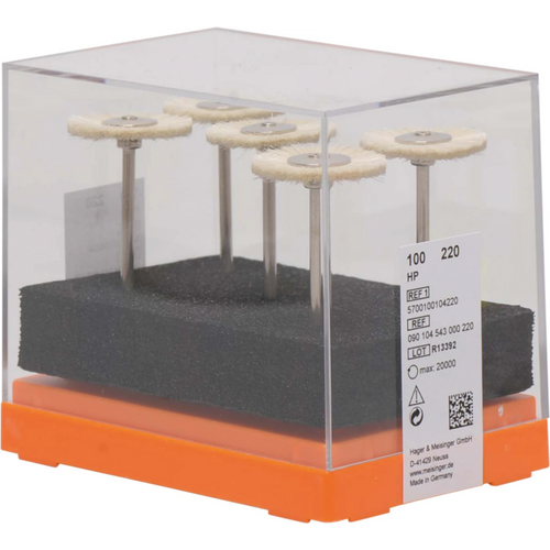 Polishing brush 100 Pack of 5 pieces white, goat hair, HP, figure 543, 2 mm, ISO 220