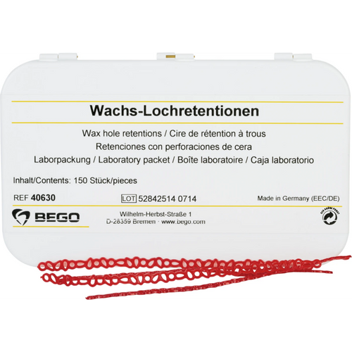 Wax hole retentions Laboratory pack 150 hole retentions red