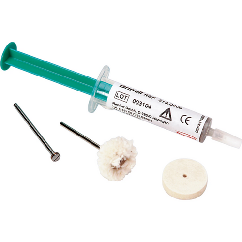 Brinell L Pack of 5 ml paste, 1 cotton buff, 1 felt wheel, 1 mandrel