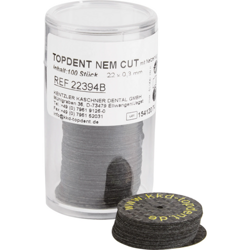 TOPDENT N/EM-Cut Pack of 100 pieces glass fiber reinforced, Ø 22 mm x 0.3 mm