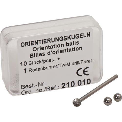 Orientation spheres Pack of 10 orientation spheres, Ø 5 mm, 1 rose drill bit