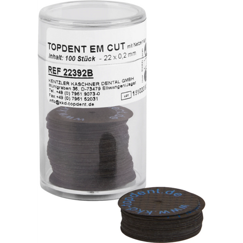 TOPDENT EM-Cut Pack of 100 pieces glass fiber reinforced, Ø 22 mm x 0.2 mm