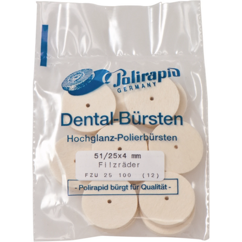 Felt wheels Pack of 12 pieces unmounted, felt, figure wheel, Ø 25 mm, S: 4 mm