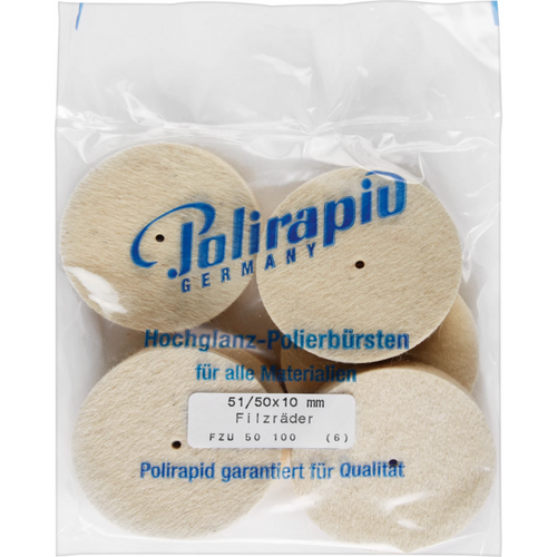 Felt wheels Pack of 12 pieces unmounted, felt, figure wheel, Ø 50 mm, S: 10 mm