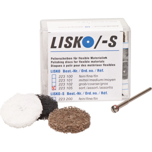 LISKO polisher Pack of 10 pieces (4 x white, 4 x gray, 2 x brown), unmounted, 4 support washers, 1 mandrel