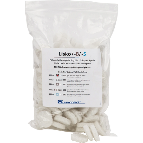 LISKO polisher Pack of 100 pieces unmounted, white fine, 4 support washers