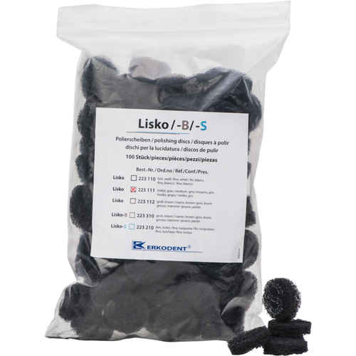 LISKO polisher Pack of 100 pieces unmounted, gray medium, 4 support washers
