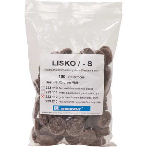 LISKO polisher Pack of 100 pieces unmounted, brown coarse, 4 support washers