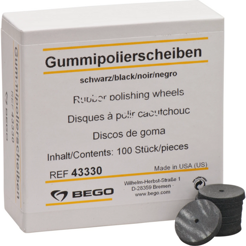 Rubber polisher Pack of 100 pieces black, disk Ø 22 mm x 3.5 mm
