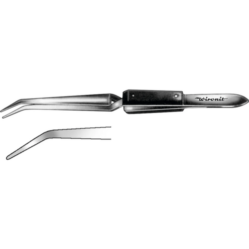 Soldering tweezers piece HWC 145-16, 160 mm, curved