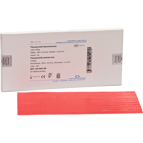 Flexaponal® wax according to Uhlig Pack of 50 pieces red, 200 x 10 mm, thickness 1 mm