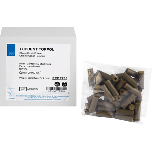 TOPDENT TopPol Co-Cr polisher Pack of 50 pieces fine, roller 7 x 21 mm