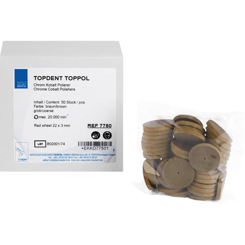 TOPDENT TopPol Co-Cr polisher Pack of 50 coarse pieces, wheel 22 x 3 mm
