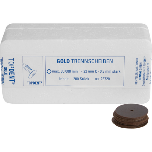 TOPDENT Gold separating discs Pack of 200 pieces Ø 22 mm x 0.3 mm